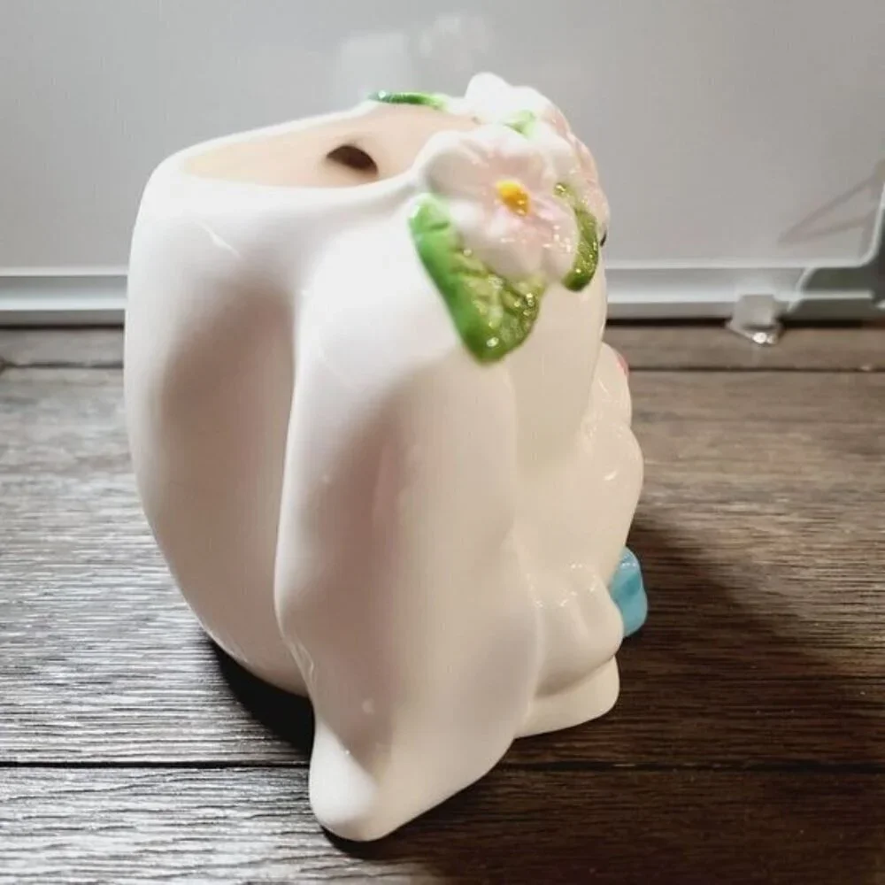 Vintage Anthropomorphic Ceramic White Bunny Easter Spring Mug